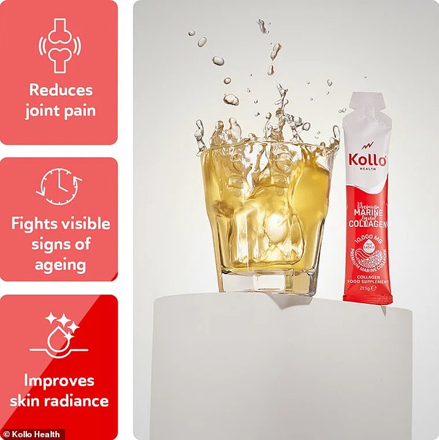 Once a day: Just one serving of Kollo Health Premium Liquid Marine Collagen provides 10,000 milligrams of beneficial collagen.